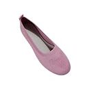 Wide Width Flat Sandals,Shoes for Women Round Toe Knit Ballet Flats Shoes Breathable Heel Cushions Soft Slip on Office Work Flats Outdoor,Purple,40.5