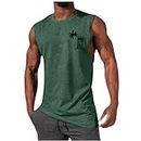 Deals of The Day Men's Summer Tank Top Shirt Tropical Printed Sleeveless Shirts Fitted Muscle Tank Tops Sport Round Neck T-Shirt Green