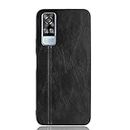 GOGODOG Compatible with VIVO Y51 2020 Case Full Cover Ultra Thin Matte Camera Protection Anti Slip Scratch Resistant Anti Fingerprint PU Leather Manual Suture Back Shell (Black)