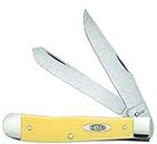 CASE XX Knives Smooth Yellow Synthetic Trapper Carbon Steel Pocket Clip Knife 30114