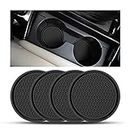 CGEAMDY 4 Pack Car Cup Holder Coasters, 7cm Anti-Slip Silicone Auto Insert Cup Coaster, Non-Slip Vehicle Cup Mats for Women and Men, Interior Accessories Universal for Most Cars Trucks(Black)