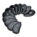 Golf Club Iron Head Covers, Songway 12pcs Golf Headcover Set, Thick Synthetic Leather Golf Iron Head Covers Set Fit All Brands Titleist, Callaway, Ping (Litchi Stria)