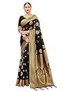 Sarees for Women Banarasi Art Silk l Indian Rakhi Wedding Diwali Gift Sari with Unstitched Blouse Black