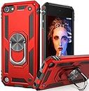 iPod Touch 7 Case, iPod Touch 6 Case with Car Mount,IDweel Hybrid Rugged Shockproof Protective Cover with Built-in Kickstand for iPod Touch 5 6 7th Generation, Red