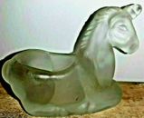 Unicorn Frosted Glass Figurine Trinket Dish As Is READ Clearance!