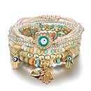Shining Diva Fashion Latest Stylish Evil Eye Multilayer Bangle Bracelet for Women and Girls (14687b)(Multicolor)