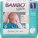 Bambo Nature Premium Eco Nappies, Eco-Labelled Newborn Nappies, Enhanced Leakage Protection, Secure & Comfortable Baby Nappies, Newborn Essentials - Size 1 Nappies (4-9 lb/2-4 kg), 22PK