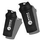 WHOLE NUTRITION Shaker Bottles For BCAA & Pre-Post Workout Supplement Protein Shake Gym Sipper Bottle For Men & Women, BPA & DEHP Free With Storage Compartment -500ml, Black