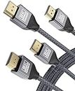 8K 60Hz HDMI Cable 3.3FT 2-Pack,Certified 48Gbps 7680P Ultra High Speed HDMI Cord for Apple TV,Roku,Samsung QLED,2.0 2.1,Sony Playstation,PS5,PS4,Xbox One Series X,eARC HDR HDCP 2.2 2.3,4K 120Hz 144Hz