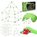 Kids Fort Building Kits, 175 Piece Construction Toys for Kids 5+, Den Building Kit DIY Play Tent Indoor & Outdoor, Build your Own Den, STEM Building Toys, Creative Fort, Secret Base, Play House Toy