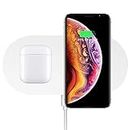 COSOOS Dual Wireless Charger, Double Qi Fast Charging Pad For Multiple Devices Compatible With iPhone 11/11Pro/11Pro Max/X/XS/XR/8, Galaxy S20/S10/Note 10, Airpod Pro, Galaxy Buds +(No AC Adapter)