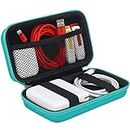 BOVKE Travel Cable Organizer Hard Protective Case Electronics Accessories Organizer Portable Travel Gadget Bag for MacBook Charger, Cable, Charger Adapter, USB Flash Drive, SD Card, Turquoise