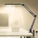 YESDEX LED Desk Lamp with Clamp, Eye-Caring Clip-on Reading Lamp, with 3 Color Modes 10 Brightness Levels Swing Arm Lamp, Dimmable USB Office Light, Daylight Lamp for Desk Accessories, Work Bench, Architect (Black)