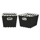 Household Essentials 91-1 Medium Tapered Decorative Storage Bins | 2 Pack Set Cubby Baskets | Black Chevron