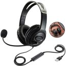 USB Headphones with Microphone Noise Cancelling Headset For Computer Laptop