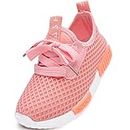 Daclay Zapatos niños Niñas Deportivo Transpirable Malla con Parte Superior de Cuero cómoda Cordones Zapatillas Sneakers Rosa 31EU