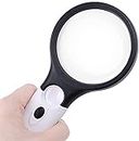 YAAXA Magnifying Glass with Light, 3X & 45X Handheld Large Magnifying Glass 3 LED Lighted Magnifier for Macular Degeneration, Seniors Reading, Soldering, Inspection, Coins, Jewelry, Exploring(White)