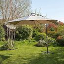 Garten Freischwinger Sonnenschirm 3 Meter Terrassenschirm strapazierfähig Metallboden Kurbel grau
