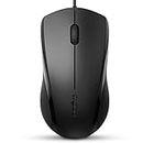 Quiet Wired Mouse, RAPOO N1600 Corded Mouse, 1000DPI Optical Mouse, Superlight Wired USB Mouse, Ergonomic Shape, for Desktop Computers Laptops, Matte Black (N1600 Black)