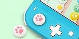 Silicone Protective Joysticks Cover for Nintendo Switch V2 / OLED/Switch Lite/Joy-Con - Paws Cat Claw Design Rockers Controller Button Key Gaming Thumb Grip Anti-Slip (Pink & White)