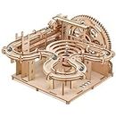 HOTUT Murmelbahn Trackball Modell Bausatz,139 Stück 3D Puzzle Holz Set,Doppelspur Mechanische kugelbahn Holzpuzzle für Kinder 8 Jahre und älter und Erwachsene