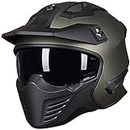 ILM Open Face Motorcycle 3/4 Half Helmet for Dirt Bike Moped ATV UTV Motocross Cruiser Scooter DOT Model 726X (Midnight Green, M)
