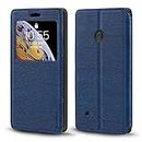 Nokia Lumia 530 Case, Wood Grain Leather Case with Card Holder and Window, Magnetic Flip Cover for Nokia Lumia 530