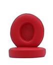 Replacement Ear Pads Compatible with Beats Solo 2.0 Solo 3.0 Wireless Headphones Soft Comfort Protein Leather Memory Foam Resilient（red.