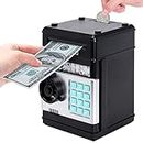 Piggy Bank for Boys Girls,Large Electronic Money Coin Bank with Password Protection, ATM Saving Bank Paper Money Scroll Saving Box(Black)