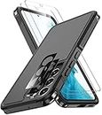 SPIDERCASE for Samsung Galaxy S22 Case, [10 FT Military Grade Drop Protection],2 Pack [Tempered Glass Screen Protector+Camera Lens Protector] Heavy Duty Shockproof Case for Galaxy S22 6.1'',Black