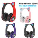 Kids Cat Ear Headphones Child Noise-cancelling Bluetooth Headset LED Earphone