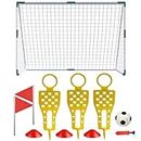 Xwin Kids Football Game Soccer Set Football Net Post with Free Kick 3 Mannequins for Children Outdoor Training Equipment Practice Sport Game Perfect for Boys & Girls