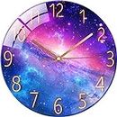 SWECOMZE Wall Clock with Low Noise, 12 Inch 30 cm Wall Clock, Silent, Galaxy Starry Sky Wall Clock, Home Decor for Living Room, Children's Room (Style G)
