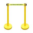 VIP Crowd Control 36" Retractable Belt Queue Safety Stanchion Barrier (2 Posts w/78" Caution-Do-Not-Enter) in Yellow | 36 H x 78 W x 12 D in | Wayfair