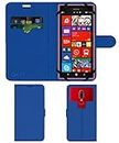 ACM Strap Leather Flip Case Compatible with Nokia Lumia 1520 Mobile Front & Back Cover Blue