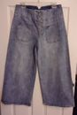 Large~Wish List Hi Rise Cropped Wide Leg Jeans~Button Fly~Stretch~30" x 24"