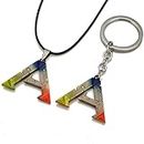 CEPTOR ARK Survival Evolved Necklace Keychain 2 Pieces Game Peripheral Logo Fashion Pendant Set A-Line Colourful Key Ring