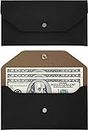 Carrotez Money Bag Pouch Budget Binder, Cash Envelopes 1EA (PU Leather), Money Organizer for Cash, Reusable Budget Envelope, No Letter 6.8’’ by 3.5’’ - Black