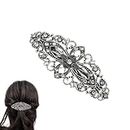 Vintage Flower Hair Barrette Hair Slides, Antique Style Hair Clips for Women Jewellery, Sparkly Silver Hair Clip Hair Accessory Crystal Grips for Women Girls Wedding Birthday Prom Gift