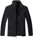 Men's Lightweight Full Zip Soft Polar Fleece Jacket Outdoor Recreation Coat With Zipper Pockets, Men-black01, X-Large