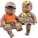 The Magic Toy Shop Bibi Doll - 12" Realistic Lifelike Vinyl Black Dark Skin Twin Dolls Ethnic African Style Baby Doll, Anatomically Correct