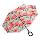 Annabel Trends Reverse Inverted Double Layer herbet Poppies Rain Umbrella