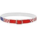 Falari Kids Leather Elastic Adjustable Belts for Boy Girl All Occasion Variety Colors - USA Star (Red Leather)