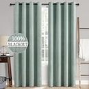 MIULEE Linen Texture Curtains for Bedroom Solid 100% Blackout Thermal Insulated Green Curtains Grommet Room Darkening Curtains/Draperies Luxury Decor for Living Room Nursery 52x72 Inch (2 Panels)