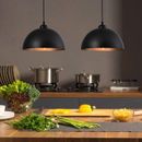 Trent Austin Design® Dileo Industrial Pendant Light 2 Pack Vintage Hanging Lighting Fixture w/ Dome Lamp Shade in Black | Wayfair