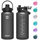 Unistar Half Gallon Water Bottles with 2 Straws, Innovative 2-IN-1 Lid Sports Water Bottle(Spout Lid & Straw Lid), 74 OZ Large Bottle for Sports Fitness Gym Camping, 1/2 Gallon Water Jug， 1 Pack