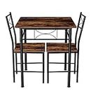 JOIN IRON 3-Piece Kitchen Dining Room Table Set for Small Spaces，Iron Wood Square Table with 2 Chairs for Kitchen Dining Room Furniture