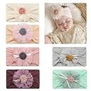 Glamifirsto Baby Girls Headband Chiffon Flower Soft Stretchy Bow Hair Band Newborn Floral Headbands Set Hair Accessories for Baby Girls Newborns Infants Toddlers(6pcs)