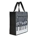 Farcaya Piano Keys Handbag Music Tote Bag Oxford Cloth Nylon Waterproof Storing Music Books for Music Piano Teacher Gifts (Black)