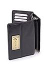 Catwalk Collection Handbags - Vera Pelle - Borsellino/Portafoglio/Portamonete da Donna - RFID Protezione - Scatola Regalo - Victoria Purse - NERO - RFID